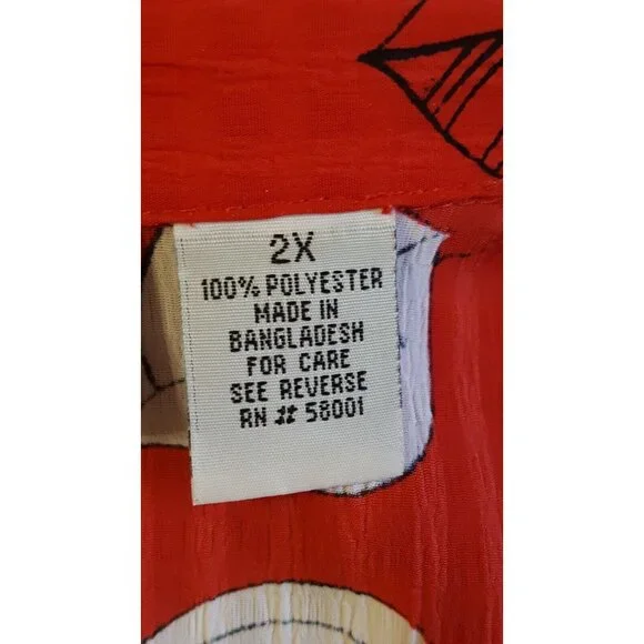 Vtg Apparenza Women's Top Shirt  2X Button Front Red floral 3/4 Cuffed Sleeve - Picture 7 of 8